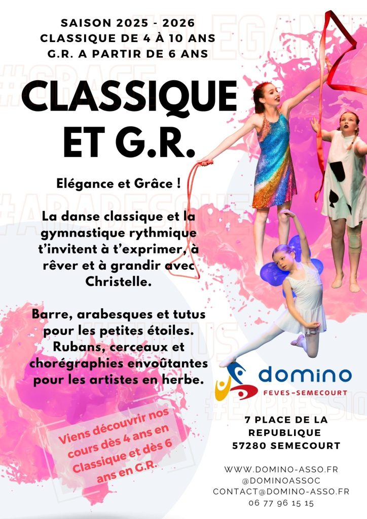 Nos cours de danse classique et gymnastique rythmique